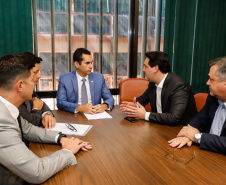 Governador Carlos Massa Ratinho Junior durante reunião com o deputado federal Domigos Neto(CE).