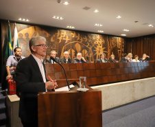 O secretário de Agricultura e Abastecimento Norberto Ortigara, participa da Audiência Pública que trata da incorporação da Emater, CPRA, Codapar e do Iapar, na Assembleia Legislativa.Curitiba, 09-10-19.Foto: Arnaldo Alves / AEN.