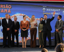 O governador Carlos Massa Ratinho Junior lança nesta quarta-feira (09) o projeto Cinema na Praça, que beneficiará cidades com até dez mil habitantes que não têm cinemas de rua ou em centros comerciais, no Palácio Iguaçu, em Curitiba.  09/10/2019 - Foto: Geraldo Bubniak/AEN