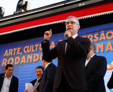 O governador Carlos Massa Ratinho Junior lança nesta quarta-feira (09) o projeto Cinema na Praça, que beneficiará cidades com até dez mil habitantes que não têm cinemas de rua ou em centros comerciais, no Palácio Iguaçu, em Curitiba.  09/10/2019 