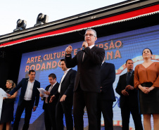 O governador Carlos Massa Ratinho Junior lança nesta quarta-feira (09) o projeto Cinema na Praça, que beneficiará cidades com até dez mil habitantes que não têm cinemas de rua ou em centros comerciais, no Palácio Iguaçu, em Curitiba.  09/10/2019 