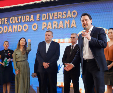 O governador Carlos Massa Ratinho Junior lança nesta quarta-feira (09) o projeto Cinema na Praça, que beneficiará cidades com até dez mil habitantes que não têm cinemas de rua ou em centros comerciais, no Palácio Iguaçu, em Curitiba.  09/10/2019 