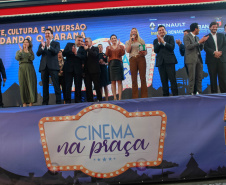 O governador Carlos Massa Ratinho Junior lança nesta quarta-feira (09) o projeto Cinema na Praça, que beneficiará cidades com até dez mil habitantes que não têm cinemas de rua ou em centros comerciais, no Palácio Iguaçu, em Curitiba. 09/10/2019
