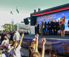 O governador Carlos Massa Ratinho Junior lança nesta quarta-feira (09) o projeto Cinema na Praça, que beneficiará cidades com até dez mil habitantes que não têm cinemas de rua ou em centros comerciais, no Palácio Iguaçu, em Curitiba. 09/10/2019
