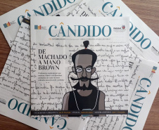 Já está em circulação a edição de outubro do jornal Cândido, da Biblioteca Pública do Paraná, que discute as novas e diferentes linguagens exigidas nos vestibulares. Foto: Divulgação/BPP