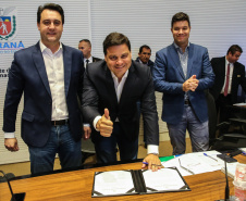 O governador Carlos Massa Ratinho Junior participa nesta terça-feira (15) da reunião com a equipe de governo.  15/10/2019 - Foto: Geraldo Bubniak/AEN