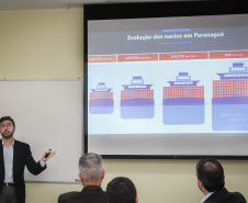 A empresa pública Portos do Paraná voltou a se reunir com o Conselho Temático de Infraestutura do G7, no Sindicato e Organização das Cooperativas do Estado do Paraná (Ocepar). Nesta terça-feira (22), esteve em debate a construção do Plano Ferroviário Paranaense, proposto pelo setor produtivo. A ideia é aumentar a participação do modal no transporte de cargas, com a reestruturação da malha ferroviária. Foto: Ocepar