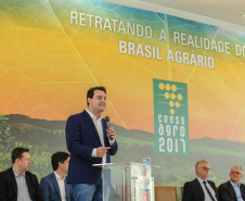 O governador Carlos Massa Ratinho Junior e a presidente do IBGE (Instituto Brasileiro de Geografia e Estatística), Susana Cordeiro Guerra, divulgam nesta sexta-feira (25), no Palácio Iguaçu, os números do Censo Agropecuário 2017.  Curitiba, 25/10/2019 - Foto: Geraldo Bubniak/AEN