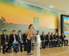 O governador Carlos Massa Ratinho Junior e a presidente do IBGE (Instituto Brasileiro de Geografia e Estatística), Susana Cordeiro Guerra, divulgam nesta sexta-feira (25), no Palácio Iguaçu, os números do Censo Agropecuário 2017.  Curitiba, 25/10/2019 - Foto: Geraldo Bubniak/AEN