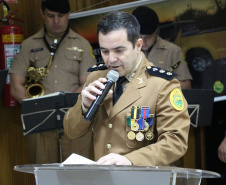 Curitiba, 25 de Outubro de 2019.  55º Aniversario do BPRV. Foto: leitura da Ordem do dia Ten Cel Vianei Comandante do BPRV.