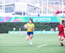 Rafaela de Conti Zanellato – A atleta do Curitiba Rugby Club e da Seleção Brasileira, de 20 anos, ajudou o Brasil a ser campeão do Hong Kong Sevens, a segunda divisão mundial feminina. Nos Jogos Pan-Americanos de Lima, a equipe garantiu a quarta colocação.Foto: Pedro Ramos/ rededoesporte.gov.br