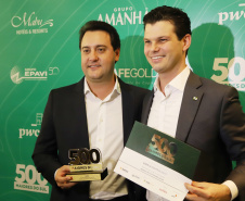 O governador Carlos Massa Ratinho Junior participa do evento de premiação das 500 maiores empresas do Sul. Foto: José Fernando Ogura/AEN