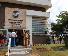 O Núcleo da Divisão de Crimes Contra a Corrupção e a Delegacia da Mulher de Londrina contam com nova estrutura. O prédio que abriga as duas unidades foi inaugurado oficialmente nesta sexta-feira (08). Foto: Divulgação/PCPR