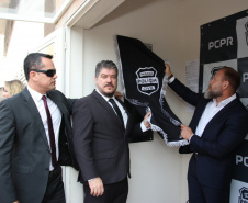 O Núcleo da Divisão de Crimes Contra a Corrupção e a Delegacia da Mulher de Londrina contam com nova estrutura. O prédio que abriga as duas unidades foi inaugurado oficialmente nesta sexta-feira (08). Foto: Divulgação/PCPR