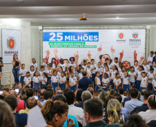 O Governo do Estado libera nesta quinta-feira (14) mais R$ 25 milhões para a continuidade das obras do Hospital da Criança de Maringá (Noroeste). A solenidade acontece na prefeitura de Maringá, com as presenças do Secretário do Desenvolvimento Urbano e Obras Públicas ? JoãoCarlos Ortega,  Secretário de Saúde ? Beto Preto, o Prefeito de Maringá, Ulisses Maia.Maringá, 14/11/2019 -  Foto: Geraldo Bubniak/AEN
