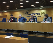 O Conselho Paranaense de Turismo (Cepatur) promoveu nesta segunda feira (25), sua 78° reunião ordinária. O encontro, realizado no auditório da Fecomércio, em Curitiba, foi aberto pelo presidente do Conselho, Antônio Azevedo, e o secretário do Desenvolvimento Sustentável e do Turismo, Márcio Nunes, falou sobre o desafio que é comandar. Foto: Edson Thomaz/SEDEST
