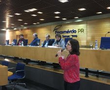 O Conselho Paranaense de Turismo (Cepatur) promoveu nesta segunda feira (25), sua 78° reunião ordinária. O encontro, realizado no auditório da Fecomércio, em Curitiba, foi aberto pelo presidente do Conselho, Antônio Azevedo, e o secretário do Desenvolvimento Sustentável e do Turismo, Márcio Nunes, falou sobre o desafio que é comandar. Foto: Edson Thomaz/SEDEST