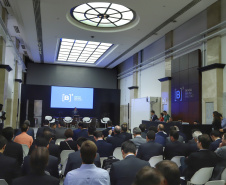 O governador Carlos Massa Ratinho Junior apresentou nesta quarta-feira (27), na Bolsa de Valores de São Paulo, as oportunidades de investimentos no Paraná. Ele destacou os potenciais do Estado, a moderna legislação sobre Parcerias Público-Privadas (PPPs) e o novo programa de concessão de rodovias, que vai abranger 4,1 quilômetros de estradas.Foto: José Fernando Ogura/AEN