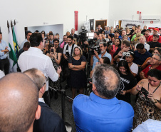 O Governador Carlos Massa Ratinho Junior inaugura nesta sexta-feira (24) a Delegacia Cidadã de Paranaguá, no Litoral. O novo prédio conta com toda estrutura adequada para atendimento ao público, com sala de plantão, investigação, cartório e demais departamentos administrativos. Os investimentos ultrapassam R$ 5 milhões.Paranaguá, 24/01/2020 -  Foto: Geraldo Bubniak/AEN