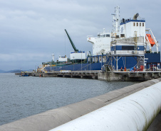 Os portos de Paranaguá e Antonina movimentaram 3,44 milhões de toneladas de carga nos primeiros 31 dias do ano. Janeiro foi um mês de alta nos volumes de carga geral e granéis líquidos, tanto importação quanto exportação. Os terminais paranaenses apostam na multimodalidade e tiveram destaque no embarque de açúcar em saca, contêineres, óleo vegetal e derivados de petróleo.  -  Paranaguá, 20/02/2020  -  Foto: Claudio Neves/Portos do Paraná