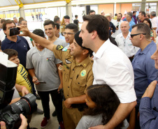 Cerca de 1.100 estudantes do Ensino Fundamental e Ensino Médio, de Sarandi, Noroeste do Paraná, são beneficiados com a nova estrutura da Escola Estadual Vereador Luiz Zanchim, inaugurada nesta sexta-feira (14), pelo governador Carlos Massa Ratinho Junior.  -  Sarandi, 14/02/2020  -  Foto: Jaelson Lucas/AEN