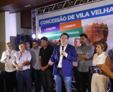  O governador Carlos Massa Ratinho Junior assinou nesta quarta-feira (19) o contrato de concessão de áreas do Parque Estadual Vila Velha, em Ponta Grossa, nos Campos Gerais, para a empresa Eco Parques do Brasil S/A. A empresa vai investir em serviços de apoio à visitação, turismo sustentável e recreação é de trinta anos. Foto: Gilson Abreu/AEN