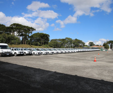 O Governador Carlos Massa Ratinho Junior entrega nesta sexta-feira (27/03),  118 viaturas para equipes da Policia Militar e Bombeiros  para auxiliar no combate a pandemia do novo coronavírus.  Curitiba, 27/03/2020 - Foto: Geraldo Bubniak/AEN