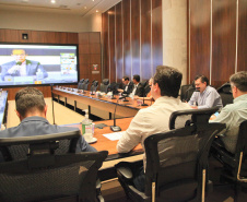 Governadores dos estados que forma o Consórcio de Integração Sul e Sudeste (Cosud) se reuniram nesta quinta-feira (02/04), por meio de videoconferência, para debater questões de saúde e impactos econômicos provocados pela pandemia do novo coronavírus.

Foto: Ari Dias/AEN