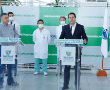 O governador Carlos Massa Ratinho Junior visita o  Hospital do Rocio, em Campo Largo. 