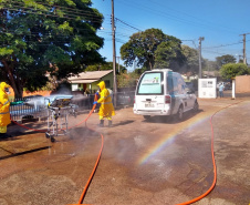 Desinfecção em asilos e hospitais combate coronavírus no Paraná. Foto: Sanrpar