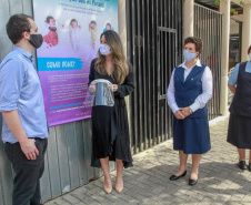 A primeira-dama Luciana Saito Massa, que preside o Conselho de Ação Solidária, participou da entrega das 4,6 mil máscaras, confeccionadas dos projetos Máscaras para Todos, Contagiando Sorrisos e Atitude 3D. Foto: Valdelino Pontes
