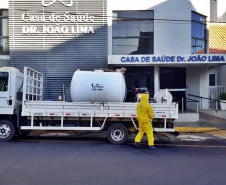 Sanepar faz desinfecção contra coronavírus em Cornélio Procópio. Foto: Sanepar