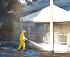 Sanepar faz desinfecção contra coronavírus em Cornélio Procópio. Foto: Sanepar