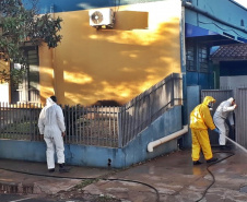 Sanepar faz desinfecção contra coronavírus em Cornélio Procópio. Foto: Sanepar