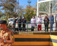 Curitiba, 11 de maio de 2020. Banda da PMPR faz Homenagem aos Enfermeiros do Hospital Cajuru. 