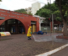Limpeza do Terminal de Transporte Urbano de Foz contribui para reduzir disseminação da Covid-19
. Foto: Sanepar