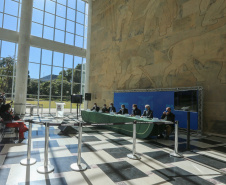 O Governo do Estado realiza coletiva de imprensa com representantes da Secretaria de Desenvolvimento Sustentável e Turismo, Instituto Água e Terra, Sanepar, Copel e Simepar para apresentar um balanço da situação hídrica do Paraná e novas ações para enfrentamento do período de estiagem. Curitiba - 27/05/2020 - Foto: Geraldo Bubniak/AEN