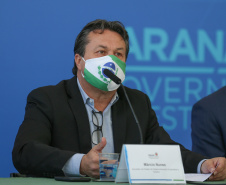 O Governo do Estado realiza coletiva de imprensa com representantes da Secretaria de Desenvolvimento Sustentável e Turismo, Instituto Água e Terra, Sanepar, Copel e Simepar para apresentar um balanço da situação hídrica do Paraná e novas ações para enfrentamento do período de estiagem. Na foto, Secretario de Estado de Desenvolvimento Sustentável e ?Turismo, Marcio Nunes.Curitiba - 27/05/2020 - Foto: Geraldo Bubniak/AEN