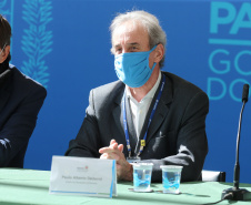 O Governo do Estado realiza coletiva de imprensa com representantes da Secretaria de Desenvolvimento Sustentável e Turismo, Instituto Água e Terra, Sanepar, Copel e Simepar para apresentar um balanço da situação hídrica do Paraná e novas ações para enfrentamento do período de estiagem. Na foto o diretor de Operacoes da Sanepar, Paulo Alberto Dedavid.Curitiba - 27/05/2020 - Foto: Geraldo Bubniak/AEN
