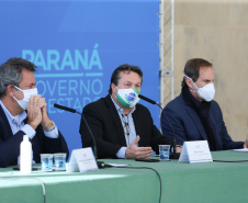 O Governo do Estado realiza coletiva de imprensa com representantes da Secretaria de Desenvolvimento Sustentável e Turismo, Instituto Água e Terra, Sanepar, Copel e Simepar para apresentar um balanço da situação hídrica do Paraná e novas ações para enfrentamento do período de estiagem. Na foto, Secretario de Estado de Desenvolvimento Sustentável e ?Turismo, Marcio Nunes.Curitiba - 27/05/2020 - Foto: Geraldo Bubniak/AEN