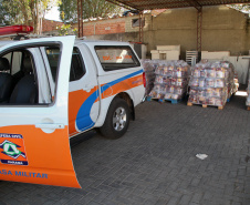 Defesa Civil faz entrega de cestas básicas na cidade de Agudos do Sul. Foto: Ari Dias/AEN