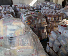 Defesa Civil faz entrega de cestas básicas na cidade de Agudos do Sul. Foto: Ari Dias/AEN