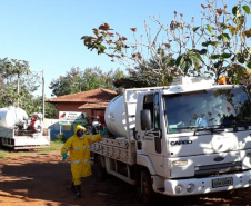 Sanepar faz desinfecção de aldeia com confirmação de Covid-19. Foto:Sanepar