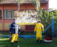 Sanepar faz desinfecção de aldeia com confirmação de Covid-19. Foto:Sanepar