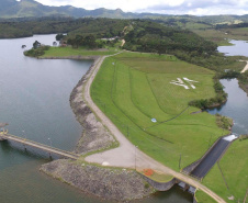 Barragem antes da estiagem.Foto: Sanepar
