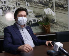 Obras do contorno viário de Palotina que terá extensão de cerca de 16 km e está sendo construído para desviar o trânsito de caminhões do centro da cidade. Entrevista com o  Prefeito Jucenir Stentzler. Foto: Geraldo Bubniak/AEN