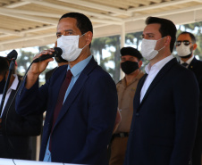 O Governador Carlos Massa Ratinho Junior entrega nesta segunda-feira (10/08), a reforma, melhorias e ampliacao da Academia Policial Militar do Guatupê - bloco 3 e novas  viaturas.  Curitiba, 10/08/2020 - Foto: Geraldo Bubniak/AEN