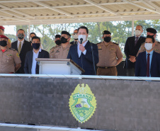 O Governador Carlos Massa Ratinho Junior entrega nesta segunda-feira (10/08), a reforma, melhorias e ampliacao da Academia Policial Militar do Guatupê - bloco 3 e novas  viaturas.  Curitiba, 10/08/2020 - Foto: Geraldo Bubniak/AEN