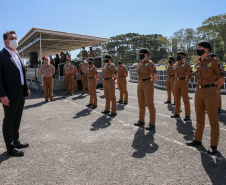 O Governador Carlos Massa Ratinho Junior entrega nesta segunda-feira (10/08), a reforma, melhorias e ampliacao da Academia Policial Militar do Guatupê - bloco 3 e novas  viaturas.  Curitiba, 10/08/2020 - Foto: Geraldo Bubniak/AEN