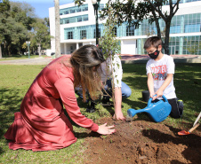 O Governador Carlos Massa Ratinho Junior participa nesta sexta-feira (28), da campanha Floresce Paraná, em comemoração ao Dia Nacional do Voluntariado. A ação é liderada pela primeira-dama do Estado e presidente do Conselho de Ação Solidária, Luciana Saito Massa. Acompanhados do secretário do Desenvolvimento Sustentável e do Turismo, Marcio Nunes.     Curitiba, 28/08/2020. Foto: Geraldo Bubniak/AEN